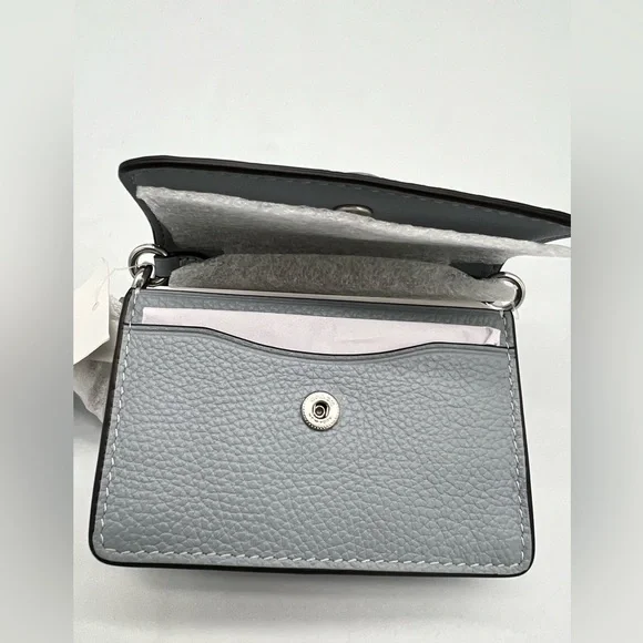 Coach Half Flap Leather Mini Card Case Crossbody shoulder chain strap - Picture 7 of 8